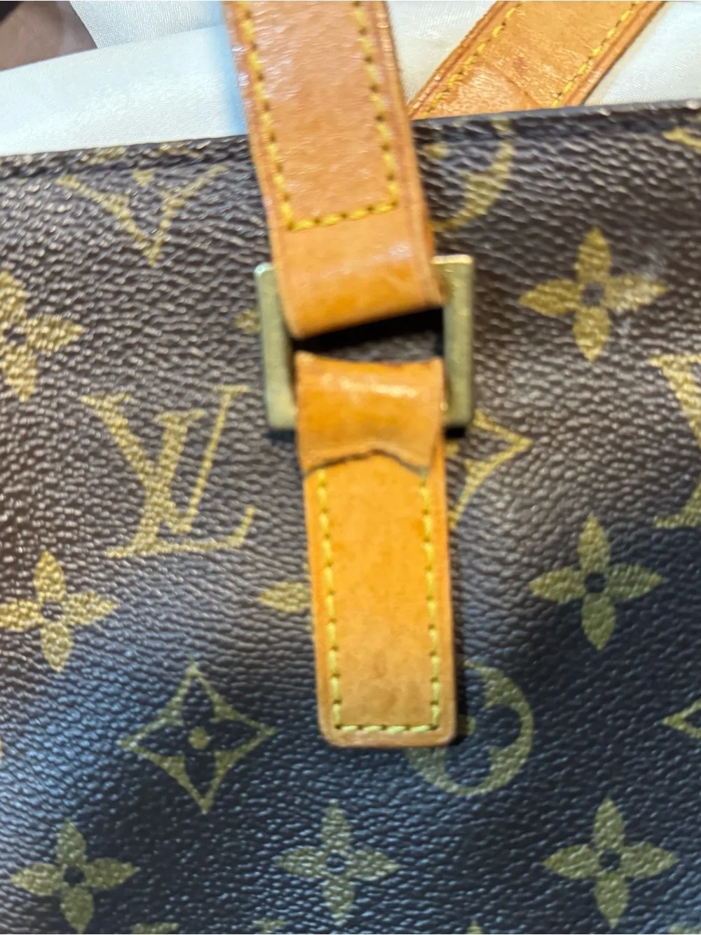 Louis Vuitton Monogram Canvas Tote in Brown and Tan As is! Strap needs repaired!